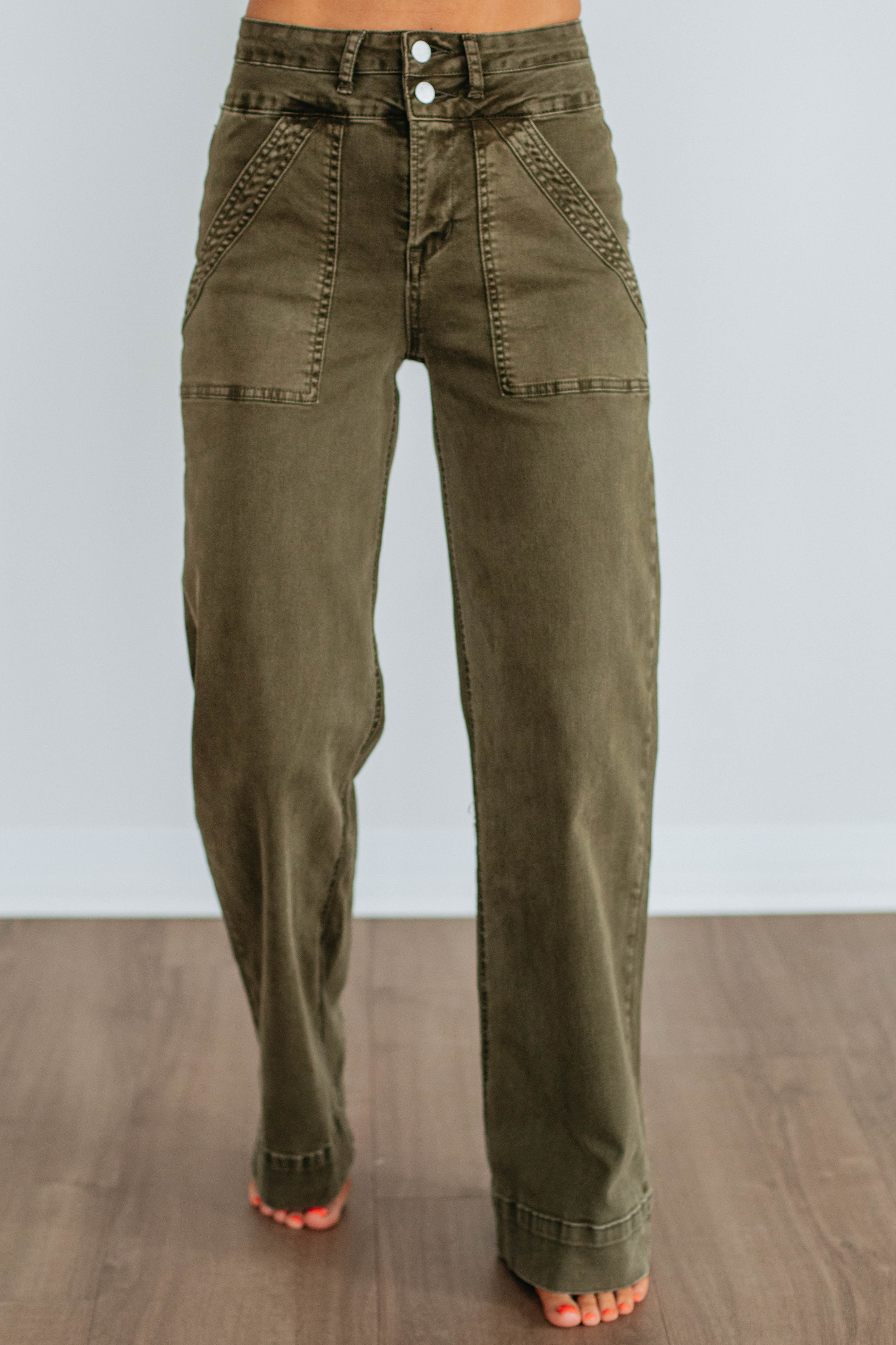 Bennett Mica Jeans - Dark Olive - Image 5