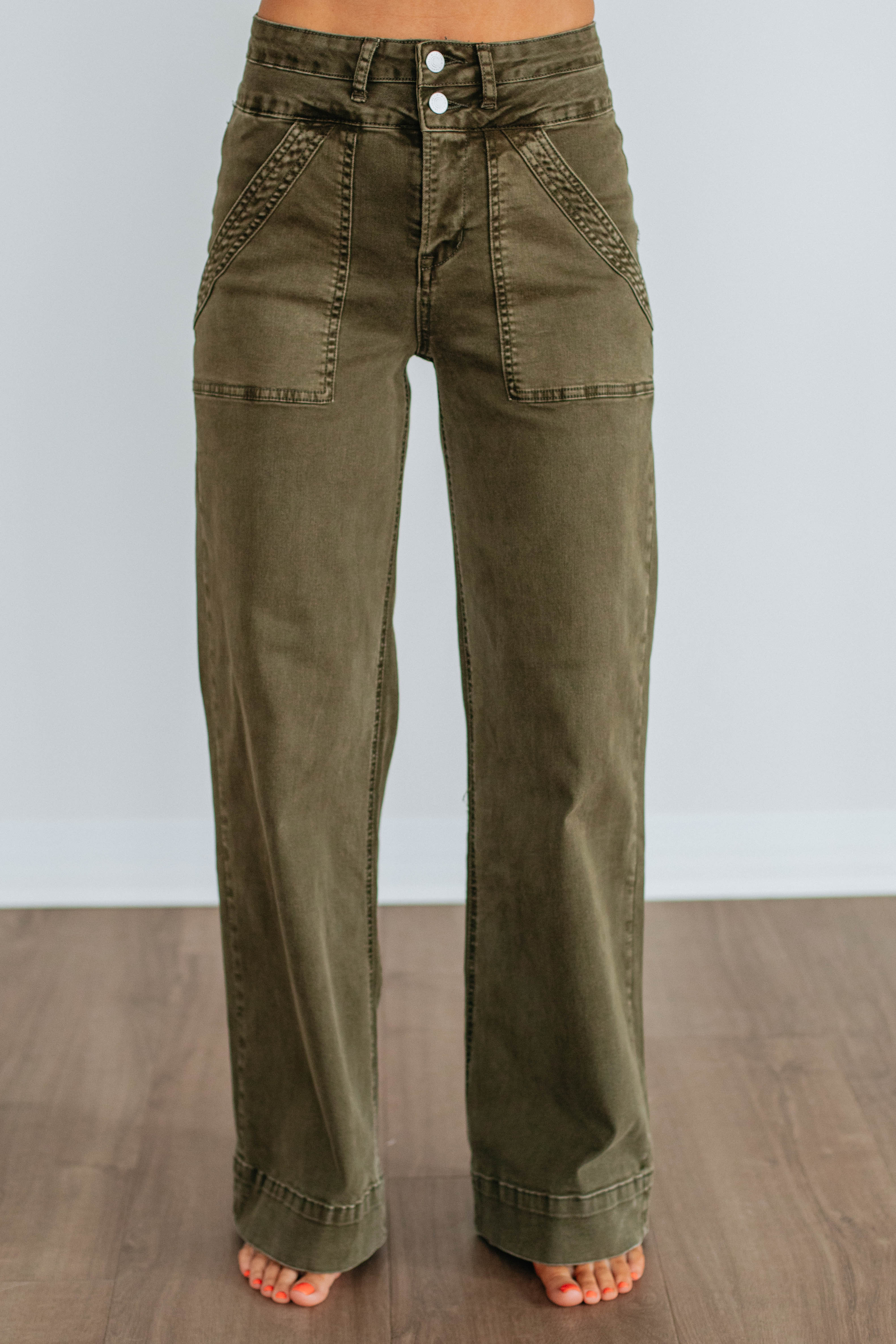 Bennett Mica Jeans - Dark Olive - Image 3